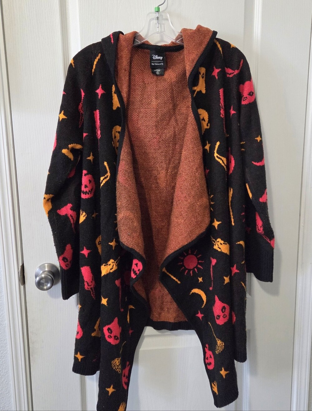 Disney Black Hooded Hocus Pocus Cardigan with Red & Orange Motifs - Picture 3 of 4